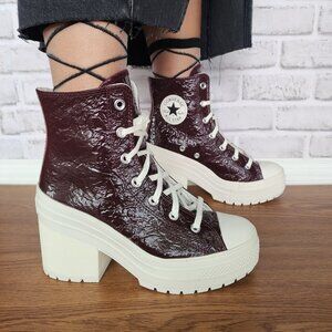 ⭐Converse Chuck 70 De Luxe Heel Crinkle Sz 8 Womens Boots Shoes Burgundy A13387C